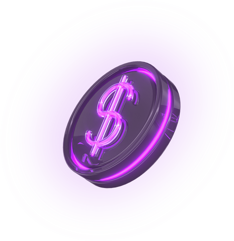 Neon coin with money symbol 3d render